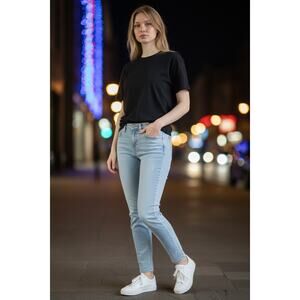 True Religion Womens Jennie Curvy Mid Rise Skinny 24 Light Wash